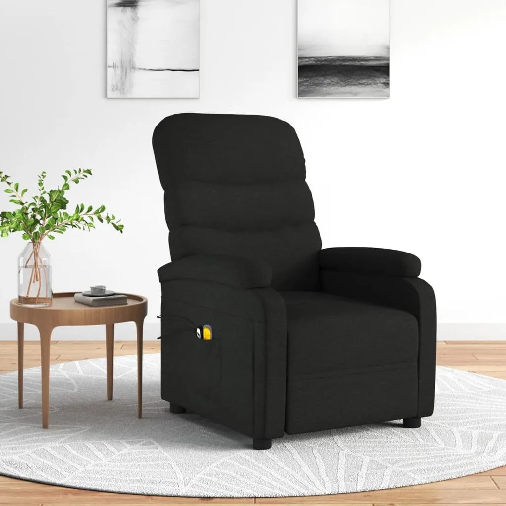 3073696 vidaXL Електрически масажен стол, черен, текстил
