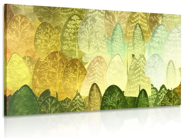 Картина на платно – Зелени асиметрични дървета