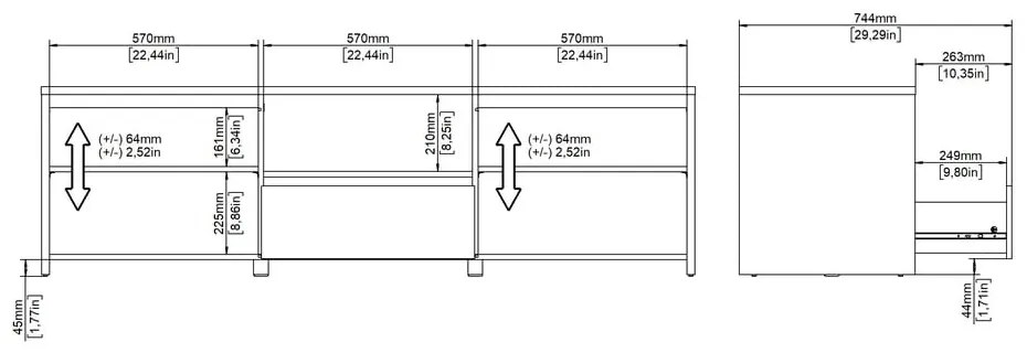 Маса за телевизор от дъбов декор в бял и естествен цвят 179x52x48 cm Next – Tvilum