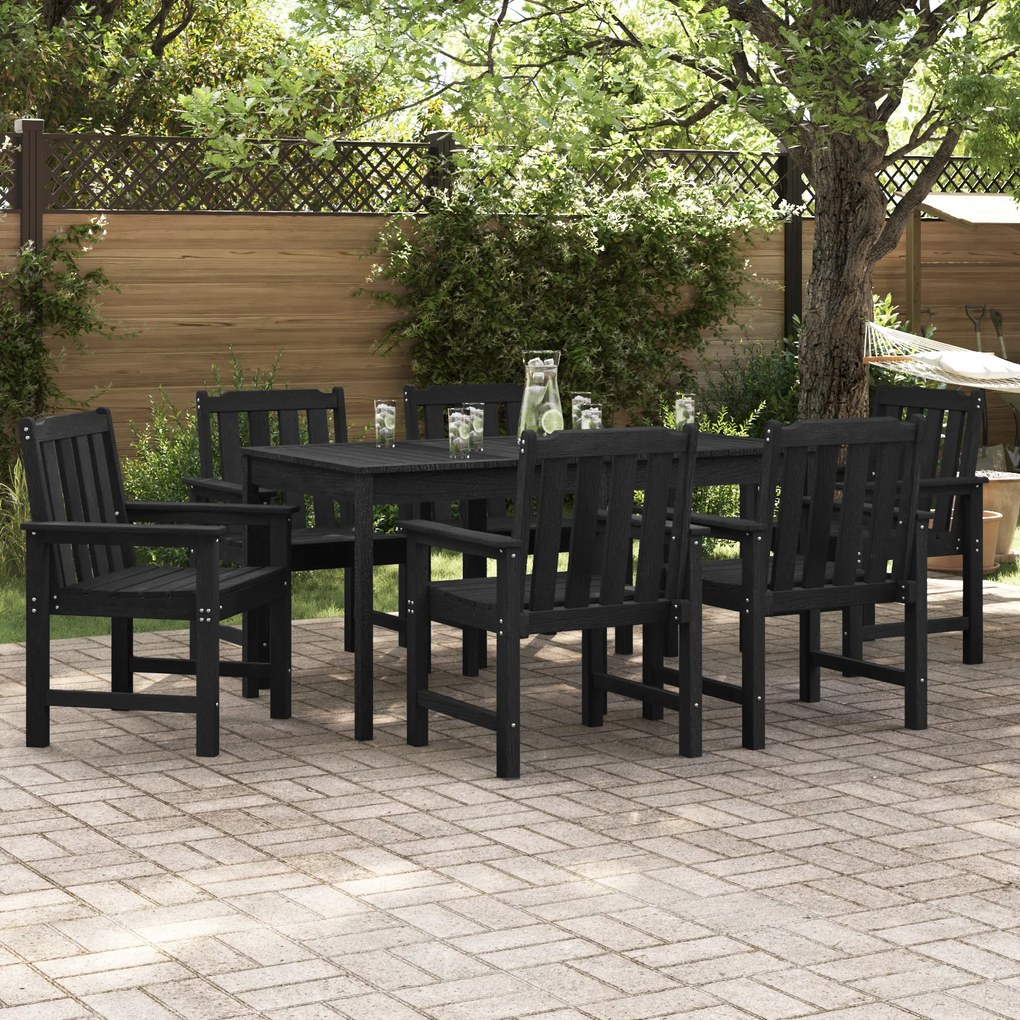 Градински столове Sonata H 6 бр Черен 65,5x55,5x88 см HDPE