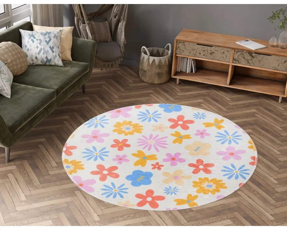 Детски килим подходящ за пране ø100 cm Joyfull Garden – Vitaus