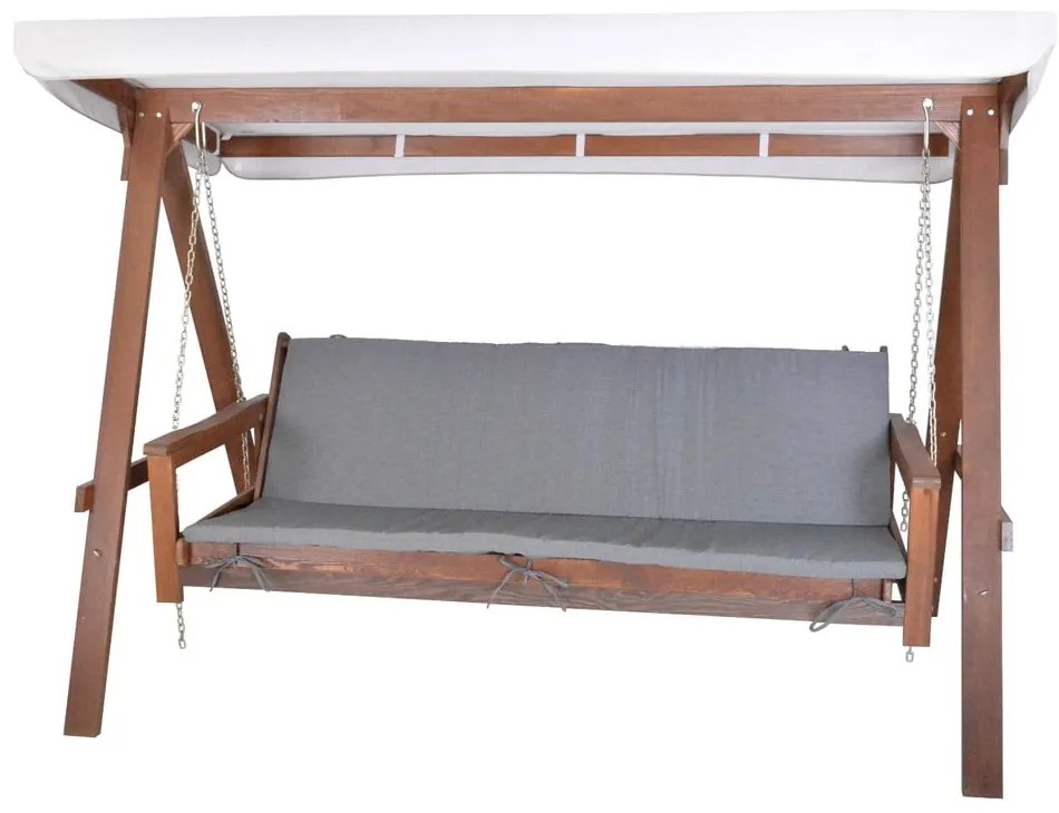 Градинска люлка от масивно дърво в сив и кафяв цвят Adelaida – Rojaplast