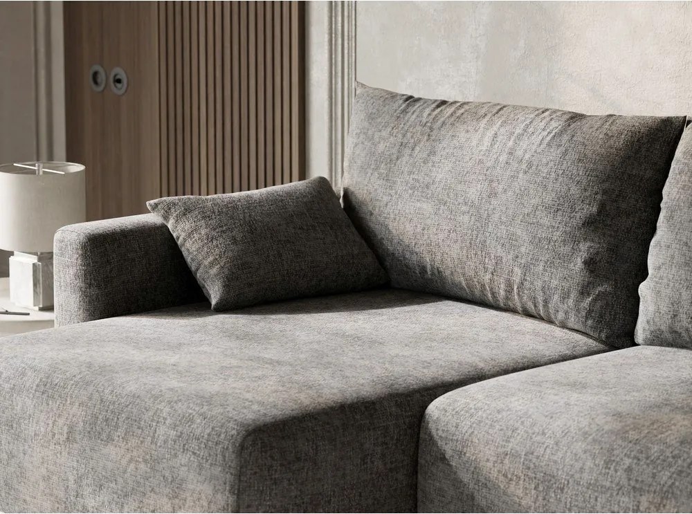 Сив шенилов сгъваем/с място за съхранение ъглов диван (ляв ъгъл) Leon – Maison de Rêve