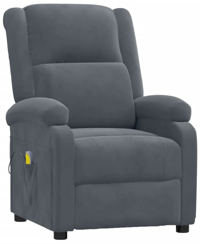 342411 vidaXL Масажен стол, тъмносив, кадифе