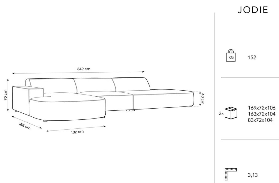 Бежов ъглов диван (ляв ъгъл) Jodie - Micadoni Home