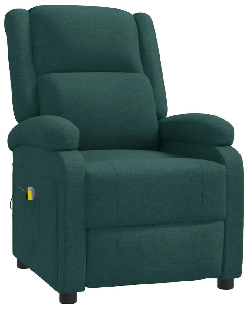 342432 vidaXL Wingback масажен стол, тъмнозелен, текстил