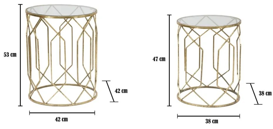Кръгли странични маси със стъклен плот в комплект от 2 броя ø 42 cm Tunisi - Mauro Ferretti