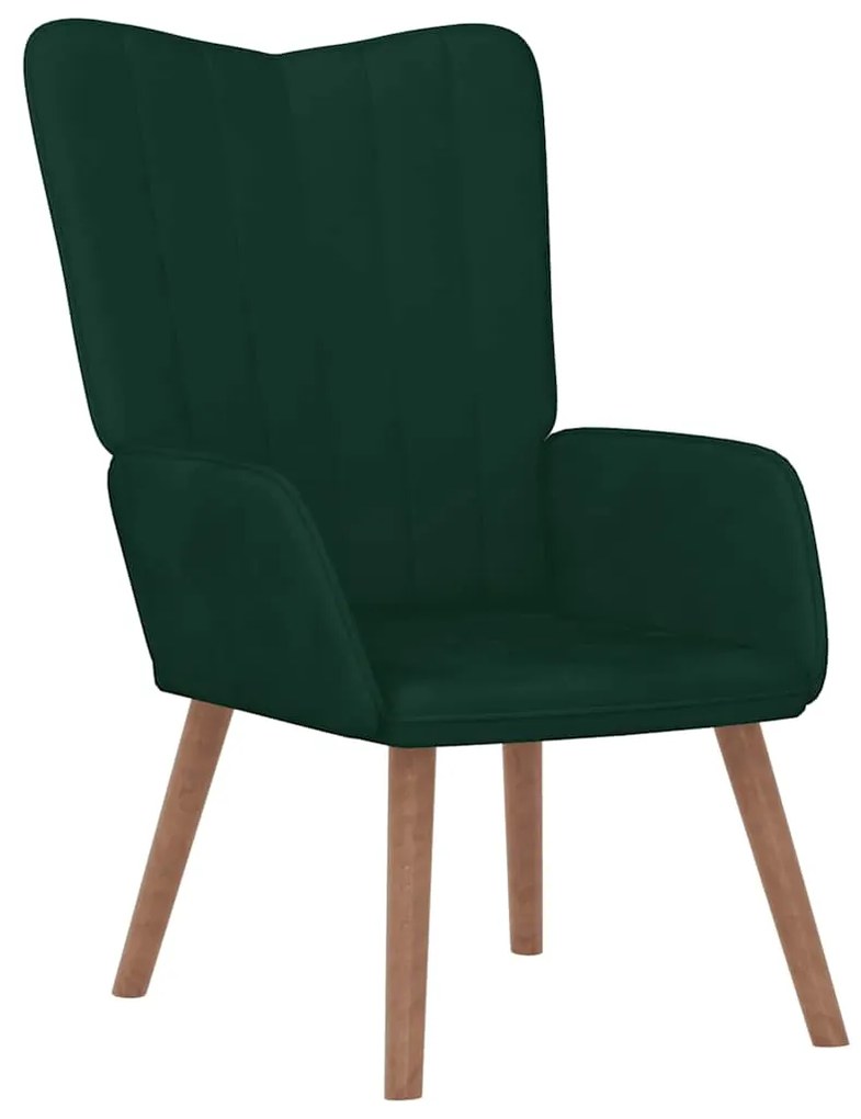 327657 vidaXL Релаксиращ стол, тъмнозелен, кадифе