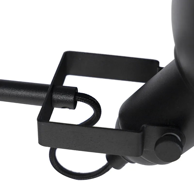 Индустриална подова лампа черна със злато 1-светлина - Tommy