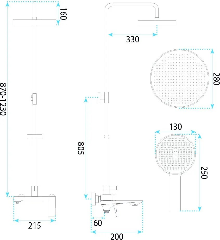Комплект за душ Rea Prime Brush Gold