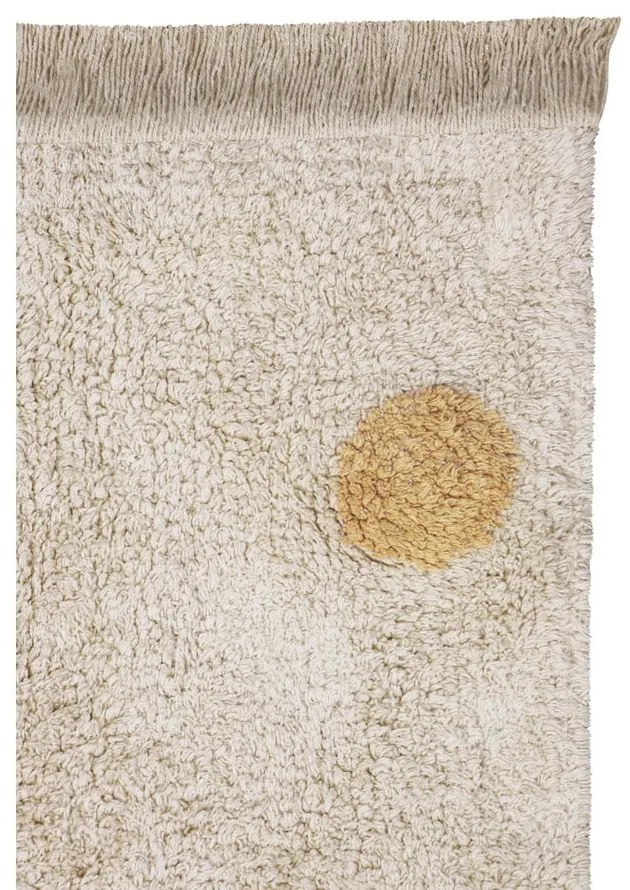 Ръчно изработен памучен детски килим подходящ за пране в цвят жълта охра и кремаво 120x160 cm Hippy Dots Honey – Lorena Canals