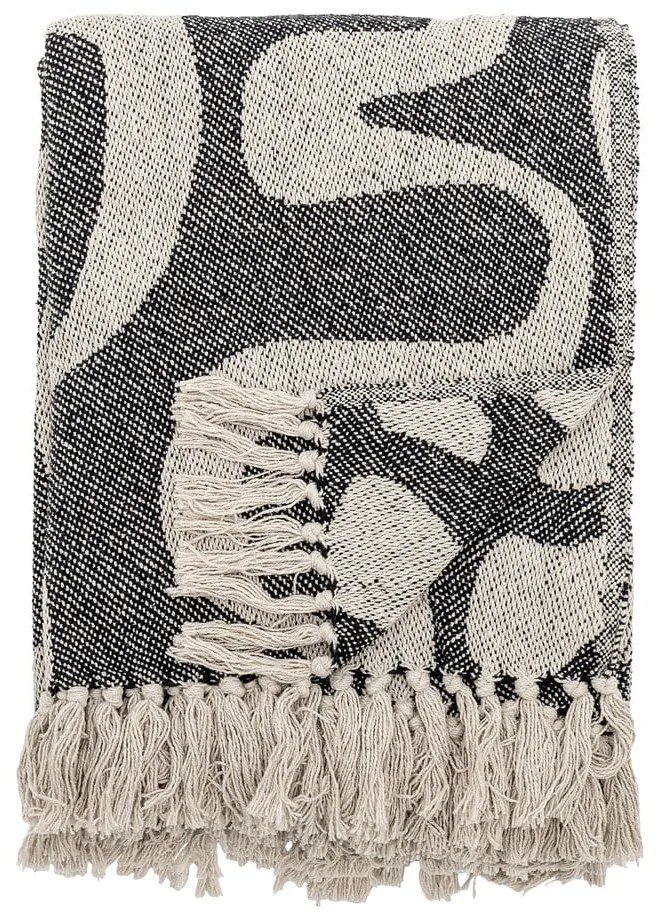 Черно/бежово одеяло от рециклиран памук 130x160 cm Salobre – Bloomingville
