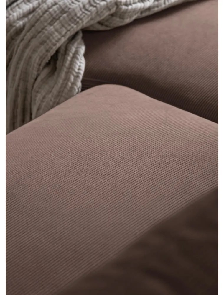 Кафяв разтегателен ъглов диван от рипсено кадифе (десен ъгъл) Lofty Lilly – Miuform