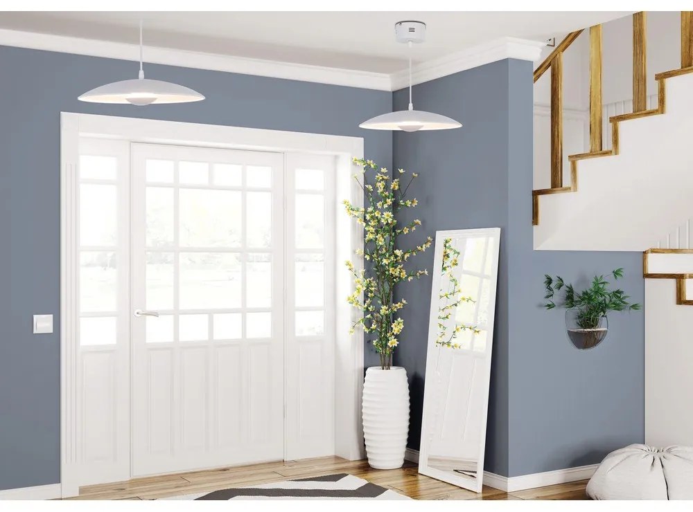 Бяло LED висящо осветително тяло с метален абажур Lund – Candellux Lighting