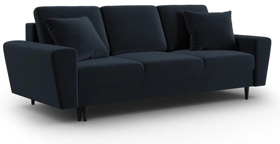 Тъмносин кадифен разтегателен диван с място за съхранение 235 cm Kyoto – Cosmopolitan Design