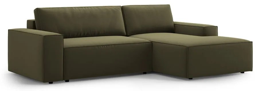 Зелен кадифен сгъваем/с място за съхранение ъглов диван (десен ъгъл) Jodie – Micadoni