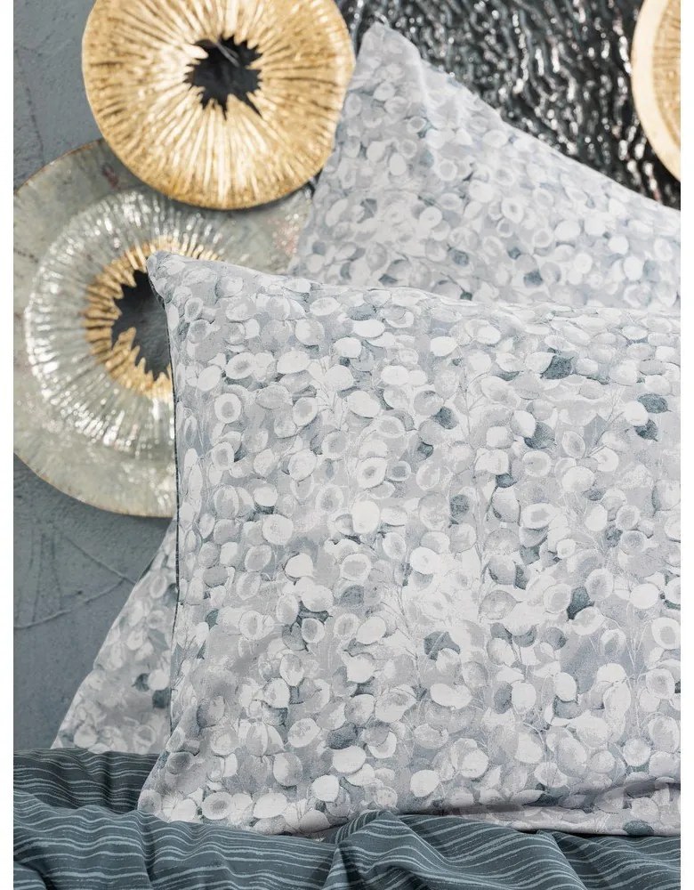 Бяло-сиво двойно удължено спално бельо от памук Renforcé 260x220 cm Molly – Mijolnir