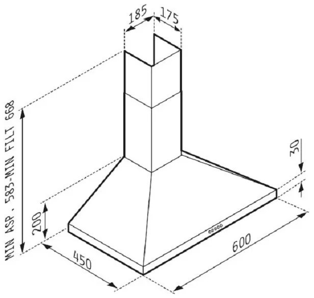 Камина абсорбер Pyramis Square Black-Дължина: 90 см