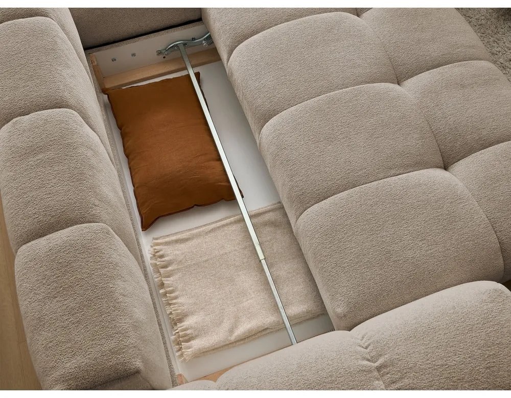 Кафяво-сив шенилов сгъваем/с място за съхранение ъглов диван (десен ъгъл/L форма) Everest – Bobochic Paris