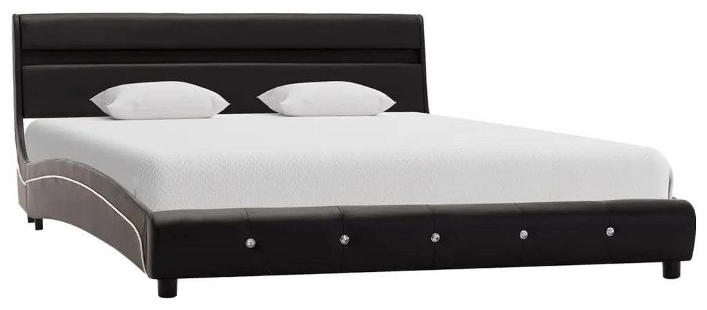 280334 vidaXL Рамка за легло с LED, черна, изкуствена кожа, 140x200 cм