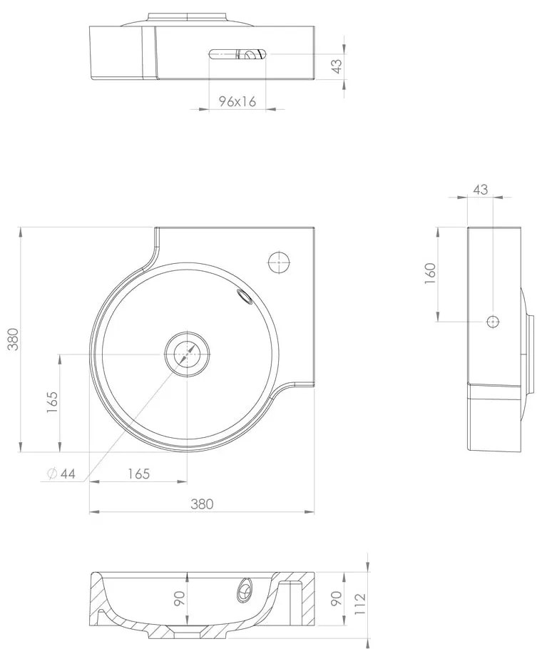 Бяла кръгла мивка от отлят мрамор 38x38 cm Kaori – Sapho