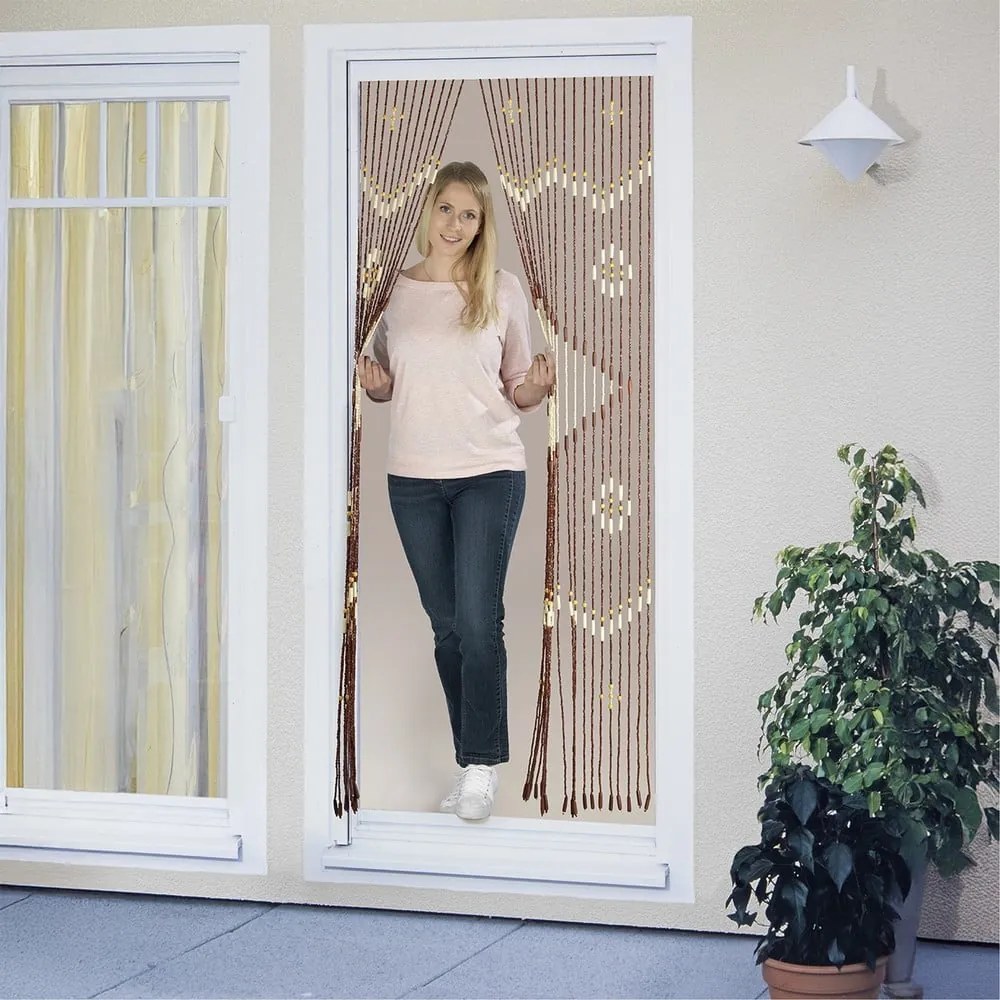 Бамбукова завеса за врата в естествен цвят 90x200 cm Rhombus – Maximex