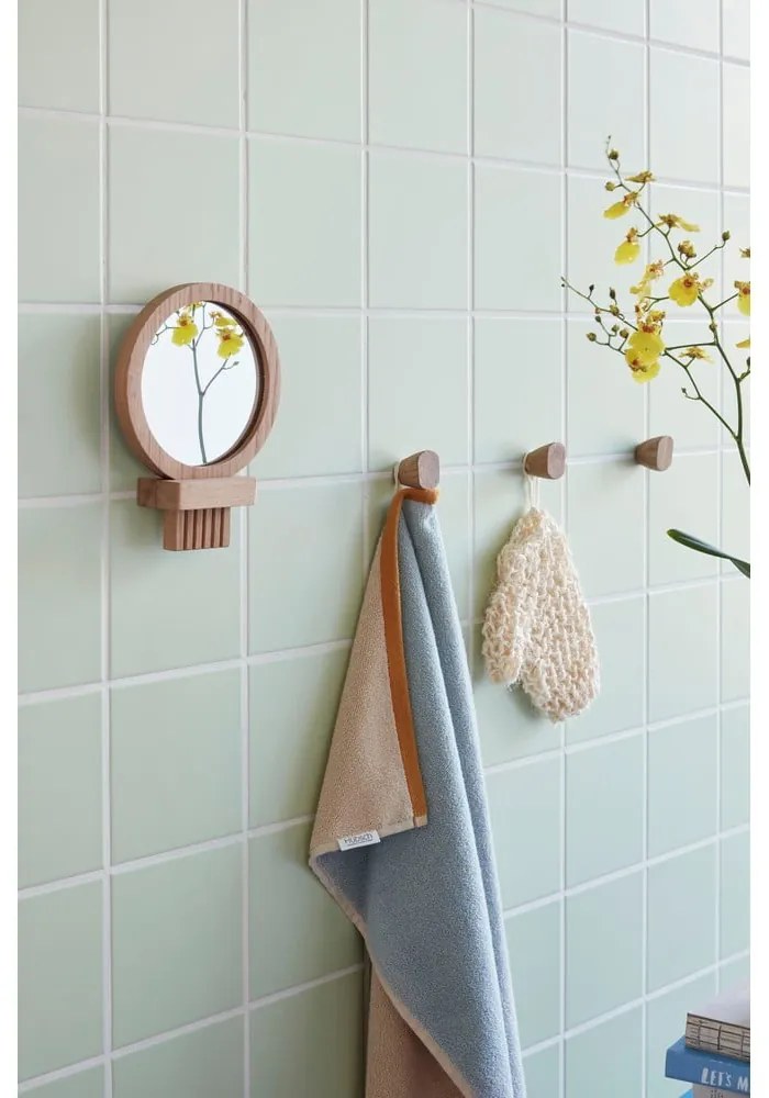 Стенно козметично огледало с дървена рамка ø 14 cm - Hübsch