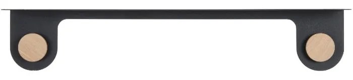 Стенен рафт от черна стомана с детайли от дъбово дърво с 2 куки , дължина 70 см Hook - Gazzda