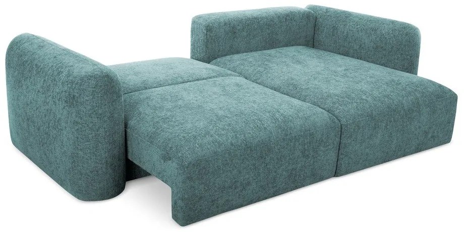 Син шенилов разтегателен ъглов диван с място за съхранение (десен ъгъл) Mele – Makamii