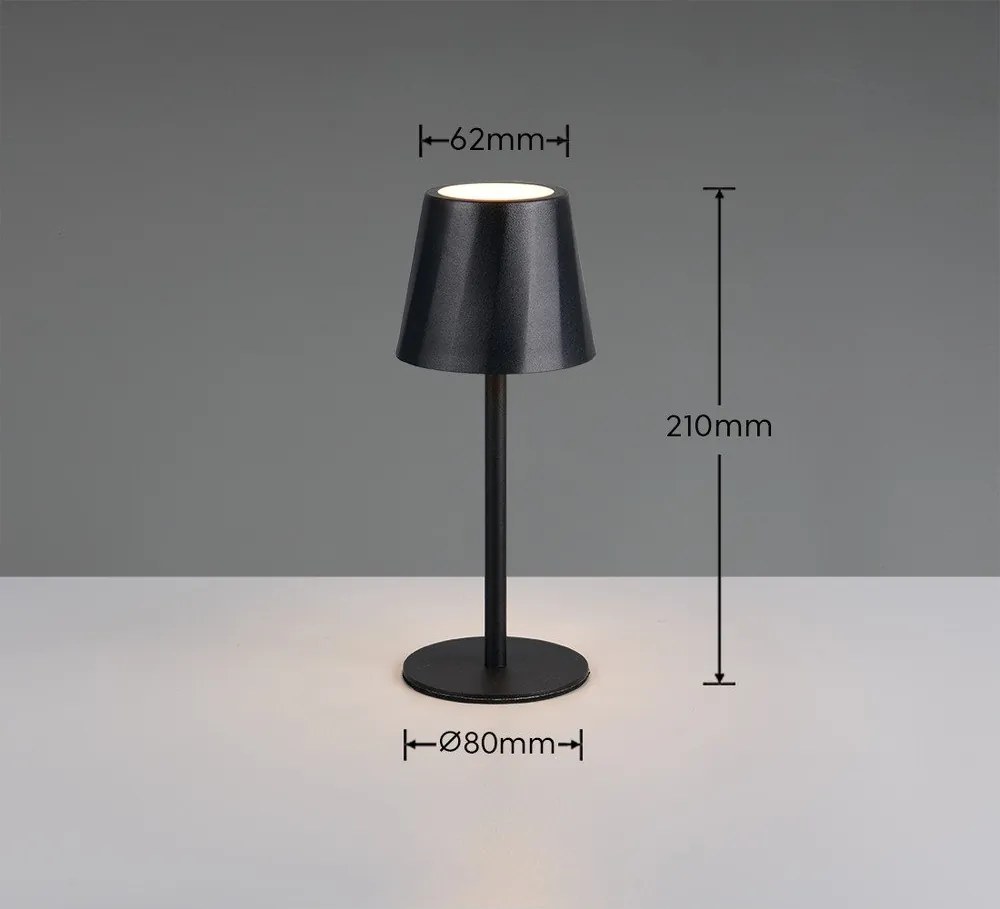 Матово черно LED настолна лампа с метален абажур (височина 21 cm) Diaz – Reality