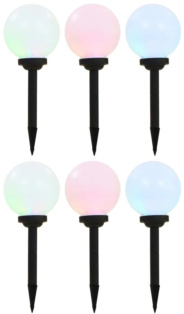 Sonata Градински соларни лампи, 6 бр, LED, сферични, 20 см, RGB