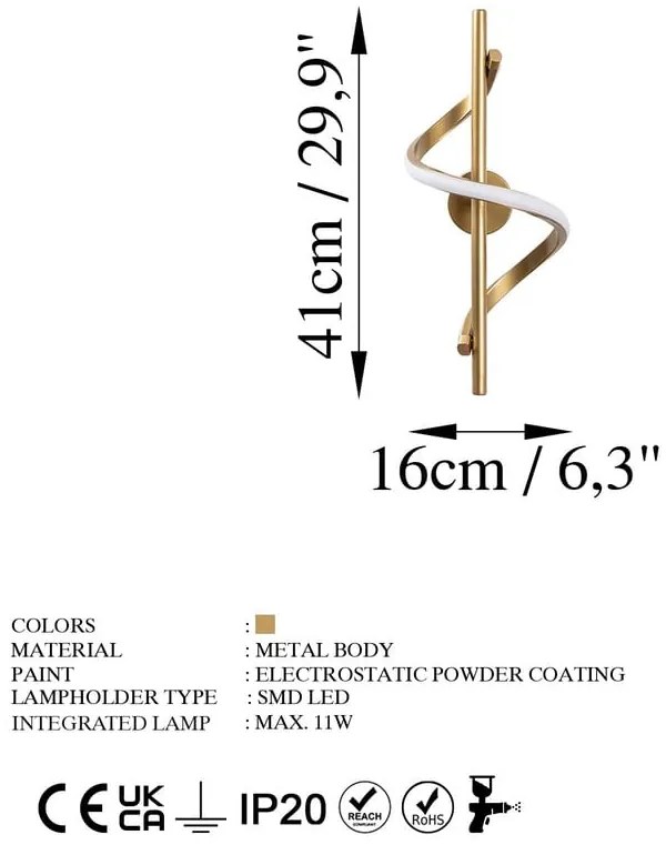 LED стенна лампа в златист цвят ø 7 cm Likma – Opviq lights