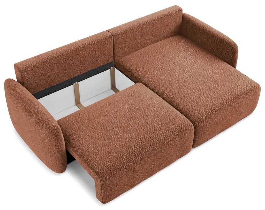 Разтегателен ъглов диван с място за съхранение в тухлен цвят (десен ъгъл) Kalena – Makamii