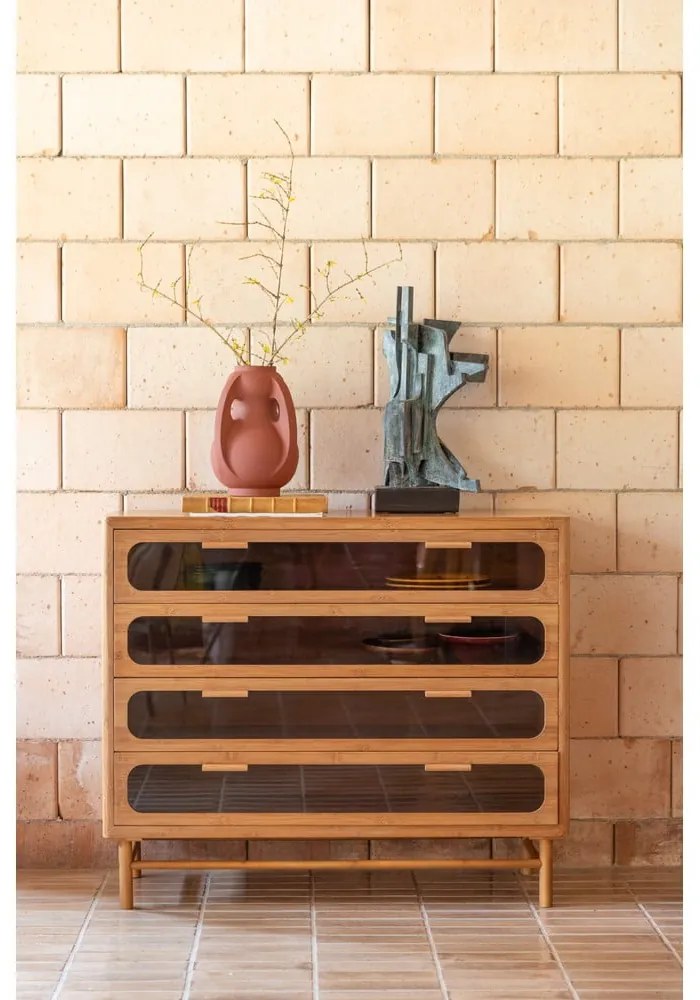 Бамбуков скрин в естествен цвят 105x88x38 cm Caroun – Dutchbone