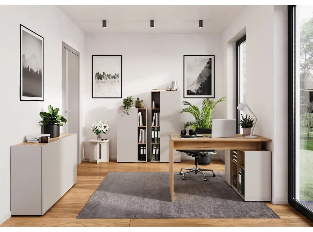 Кремава библиотека от декор от дъб 61x145x34 cm Adrano – Germania