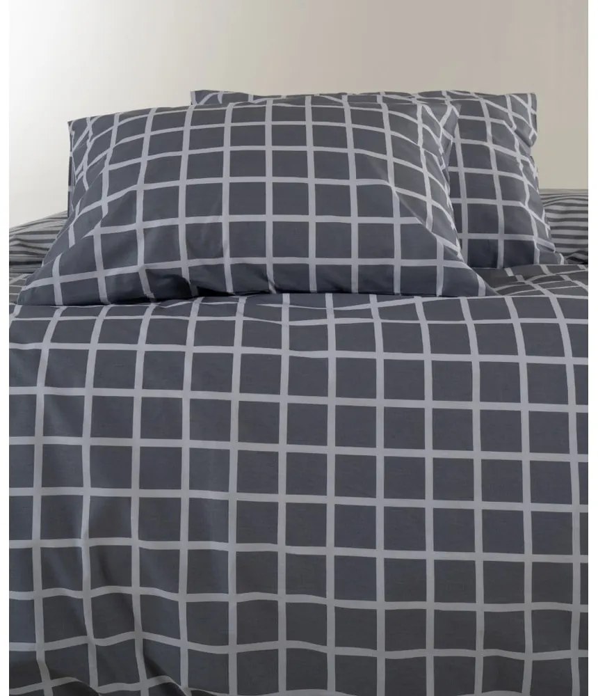 Сиво двойно удължено спално бельо от памук Renforcé 240x220 cm Linear Calm Geometric – Mila Home Luxury