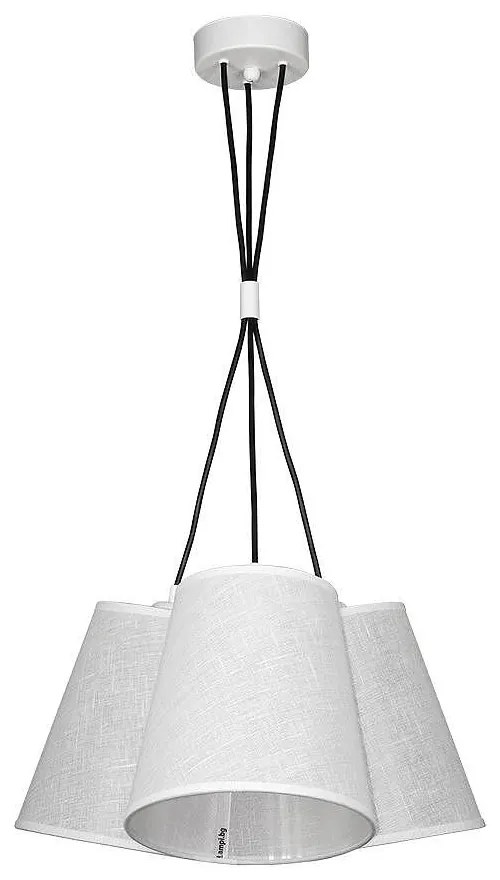 Пендел АРНО, бял, абажури Камелот Бял, 3xE27