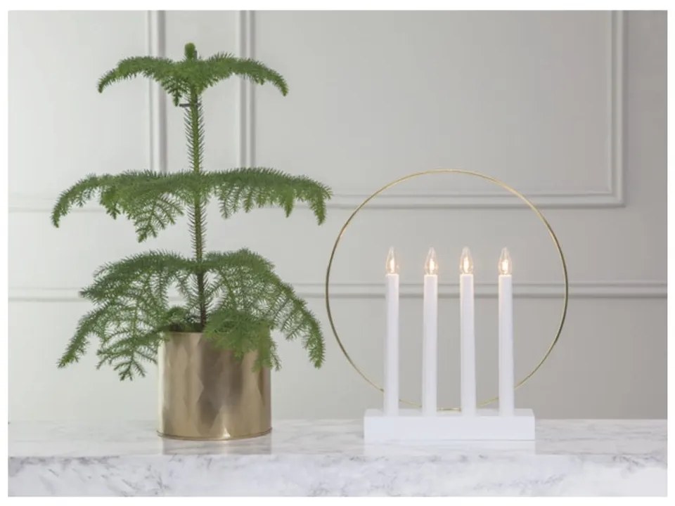 Бял LED свещник Гланциран, височина 35 cm - Star Trading