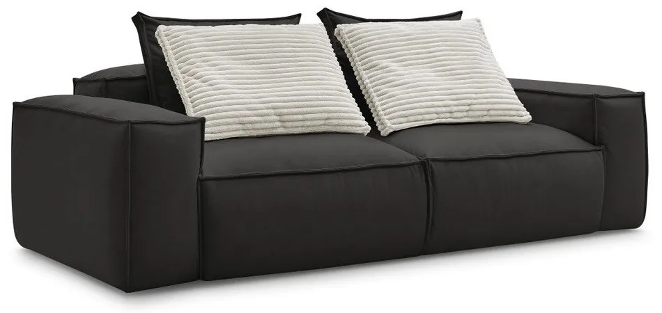 Черен диван от изкуствена кожа 260 cm Boheme – Bobochic Paris