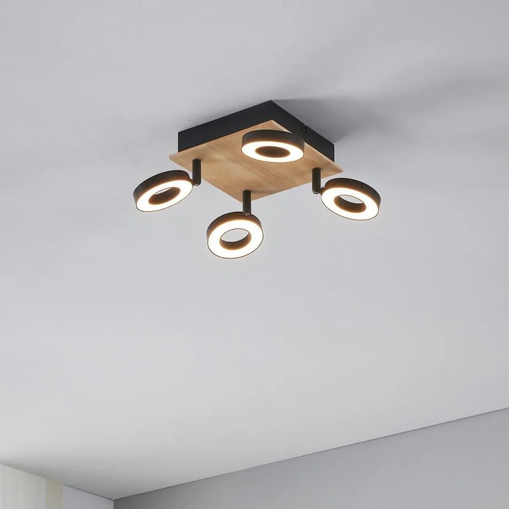 Eglo 901205 - LED точково осветително тяло RIELVES 4xLED/4,2W/230V черно/кафяво