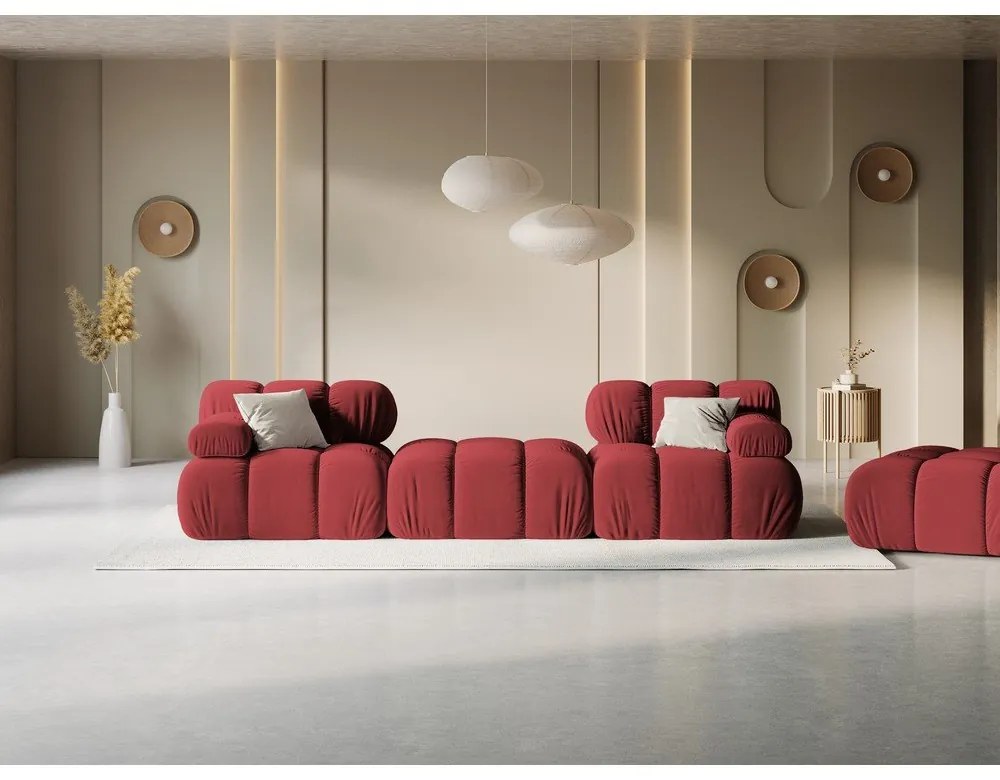 Червен ъглов диван от кадифе Bellis - Micadoni Home