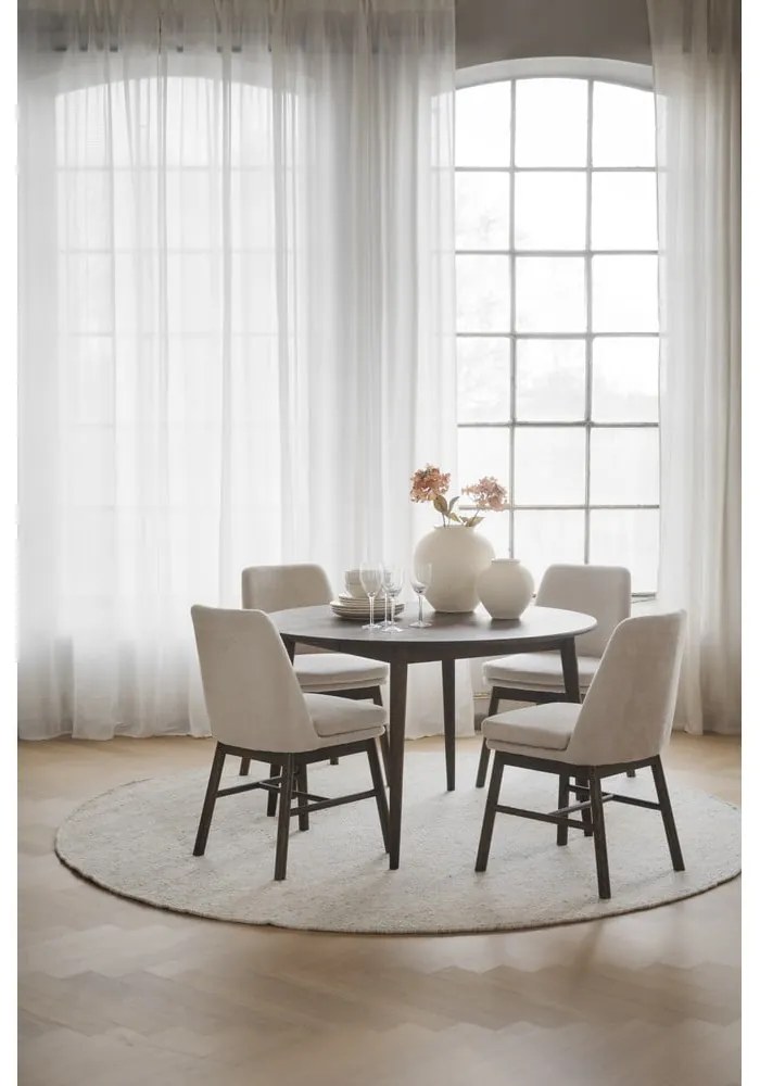 Тъмнокафява кръгла сгъваема трапезна маса от масивен дъб ø 120 cm Tyler – Rowico