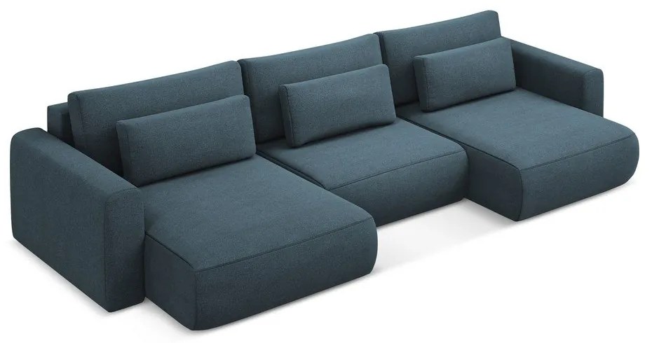 Син разтегателен ъглов диван с място за съхранение (U форма) Kapua – Makamii