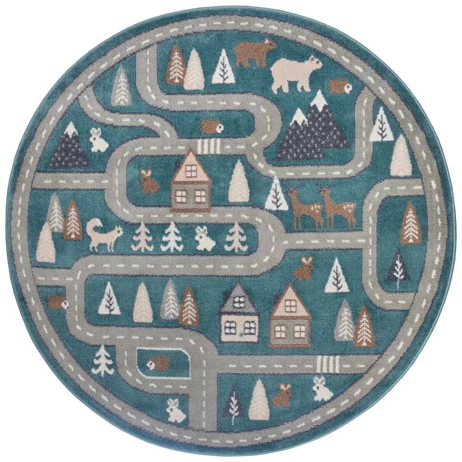 Детски килим в цвят бензин ø 100 см Streets - Hanse Home