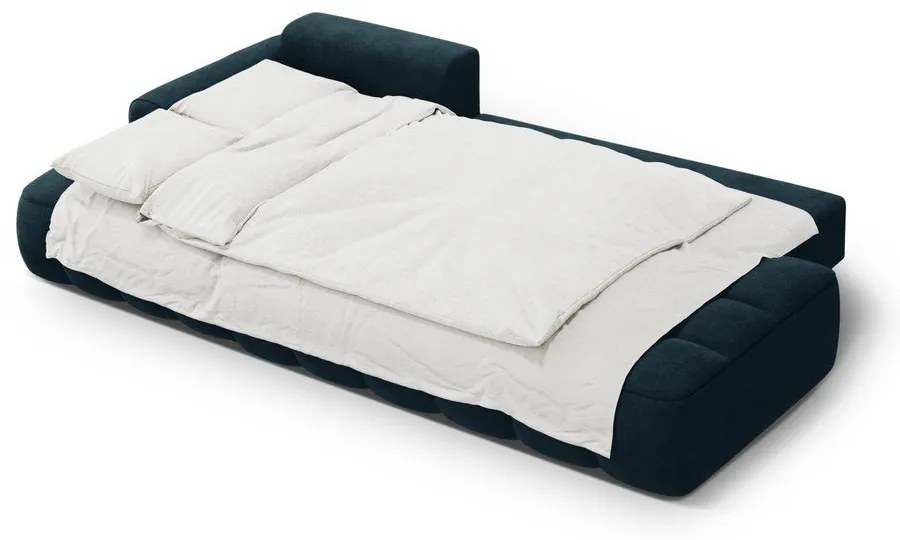 Кадифен сгъваем/с място за съхранение ъглов диван в петролен цвят (ляв ъгъл) Linz – Cosmopolitan Design