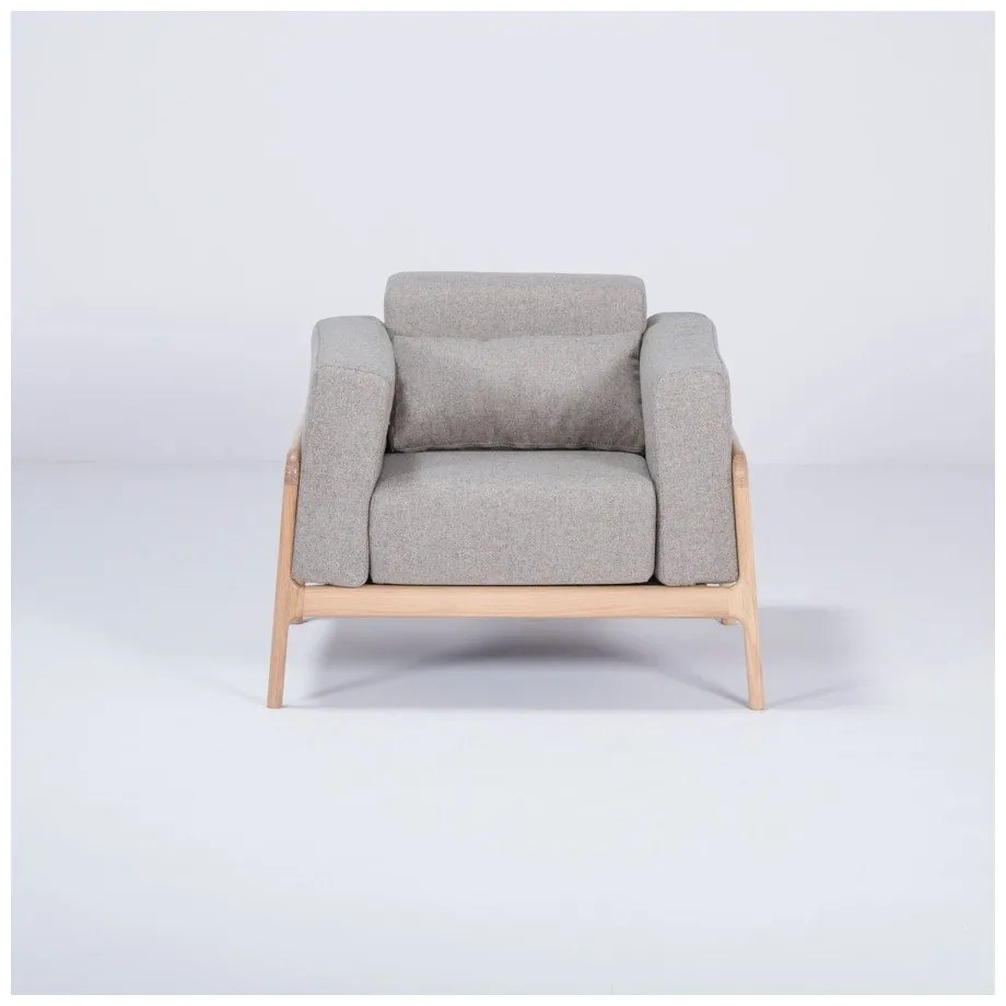 Кресло от дъбово дърво със сива текстилна седалка Fawn - Gazzda