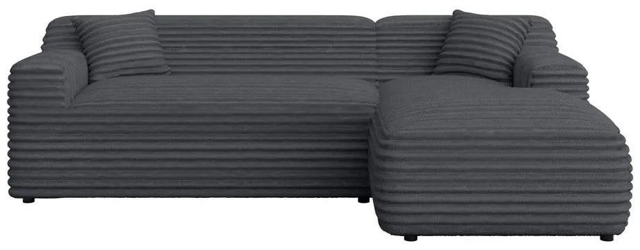 Тъмносив ъглов диван от рипсено кадифе (десен ъгъл) Martin – Ropez