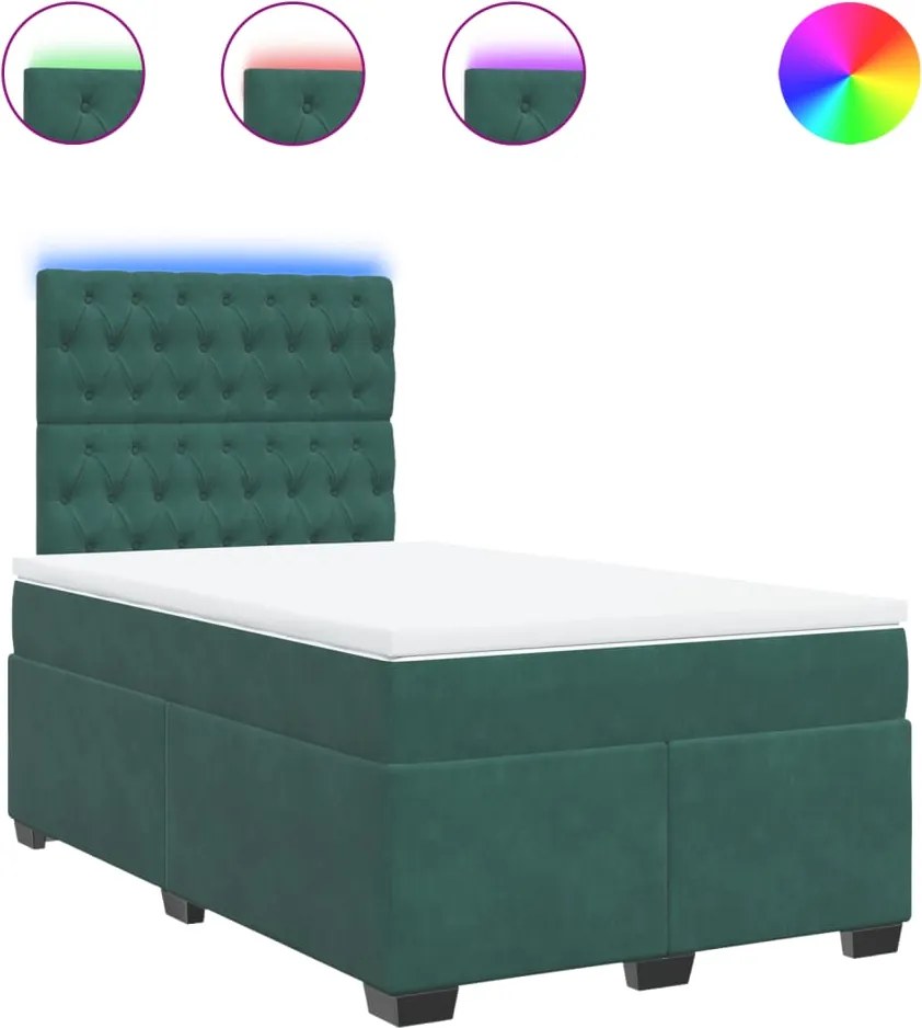 3293167 vidaXL Боксспринг легло с матрак, тъмнозелено, 120x190 см, кадифе