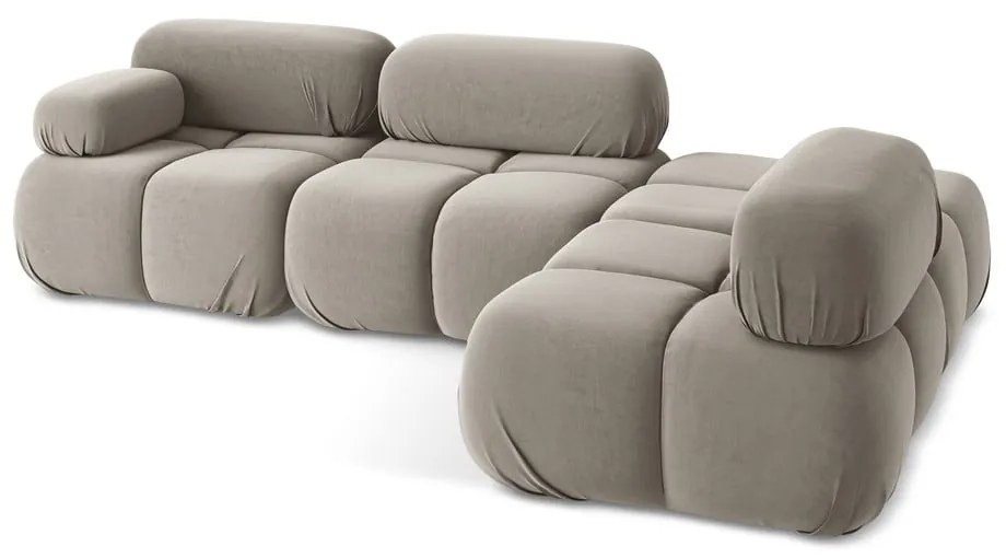 Бежов кадифен модулен ъглов диван (десен ъгъл) Lokua – Makamii