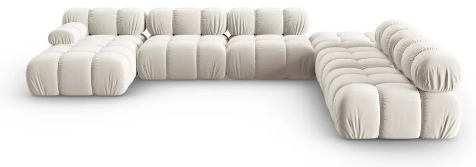 Бежов кадифен модулен ъглов диван (десен ъгъл/U форма) Bellis – Micadoni